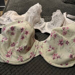 Cacique light green and Pink Floral Bra2 bras white vs bra  38dd